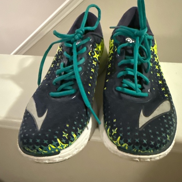 BROOKS WOMEN'S PURE FLOW 5 BLUE NEON GEEEN RUNNING SHOES SIZE 10 - Picture 10 of 12